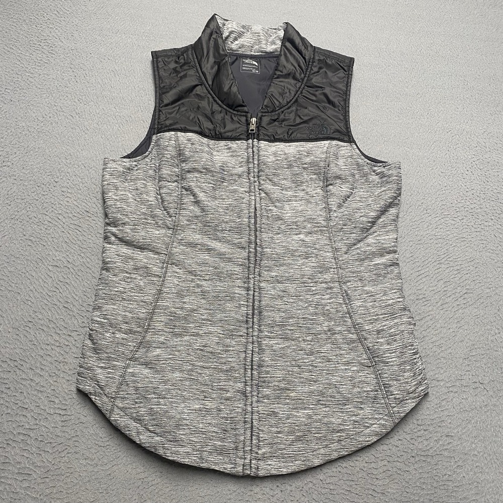 The North Face Vest Womens Medium Gray Quilted Insulated Full Zip Slim